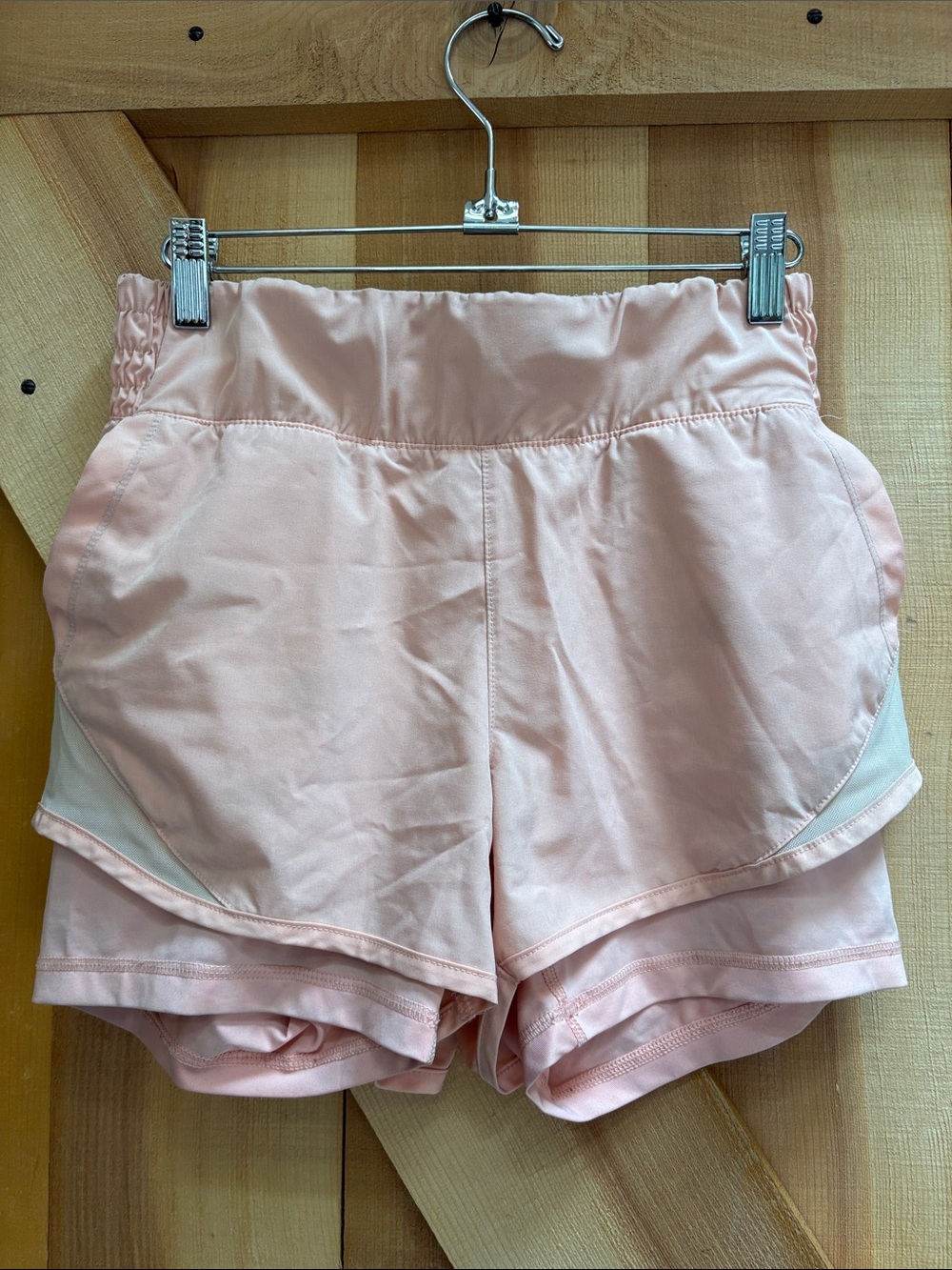 Apana Light Pink Athletic Shorts with White Panels